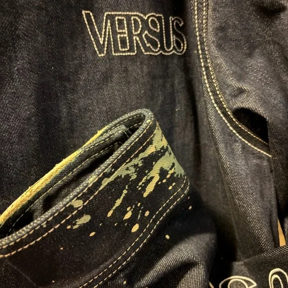 Versace versus Dark Blue Denim Jacket with Sleeve Logo - Picture 9 of 11
